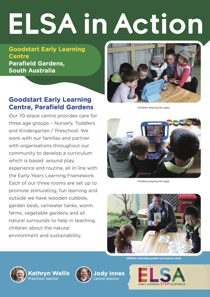 ELSA in Action at Goodstart Early Learning Centre Parafield Gardens South Australia Page 1